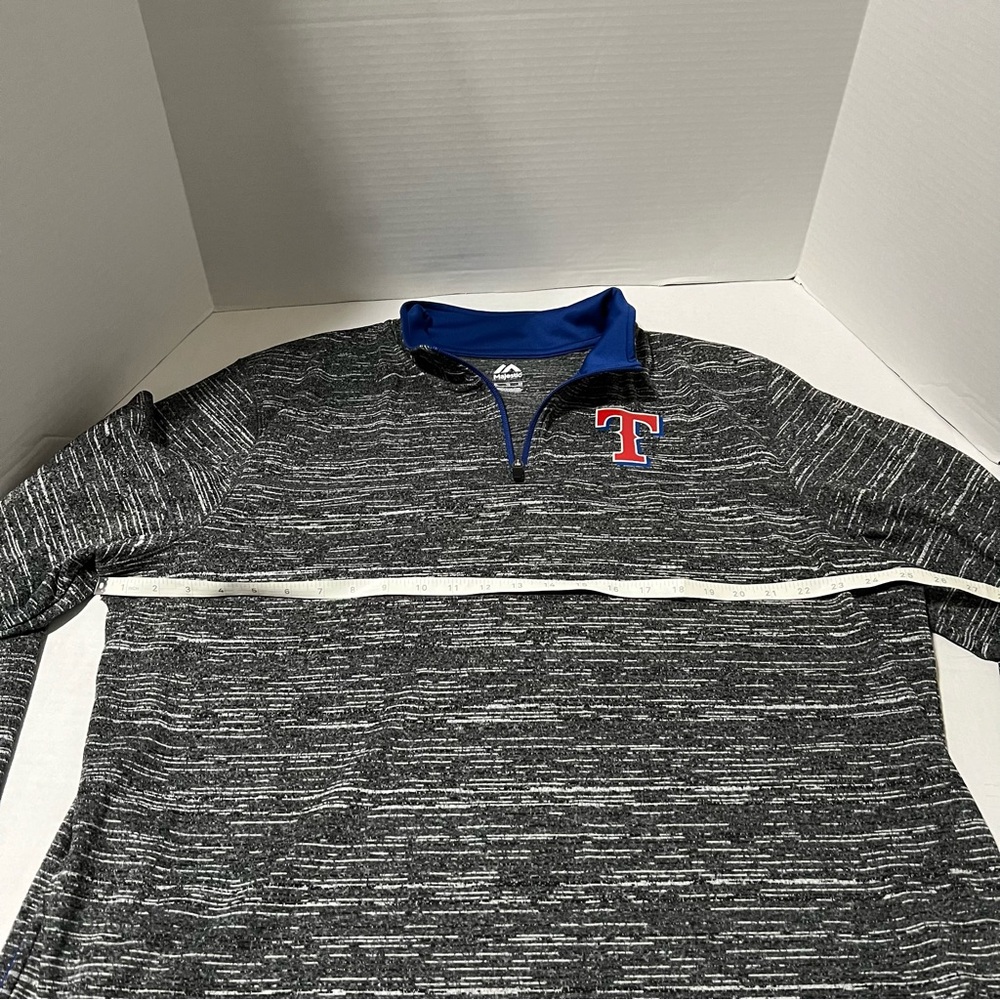 Majestic Texas Rangers 1/4 Zip long sleeve Pullover XL Gray Space Dye Jacket MLB - Picture 5 of 8